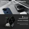 Fast Wireless Charger Travel Foldable MagSafe Charger Stand for iPhone 16 15 Apple Watch and Airpods Pro 3 in 1 Charging Station