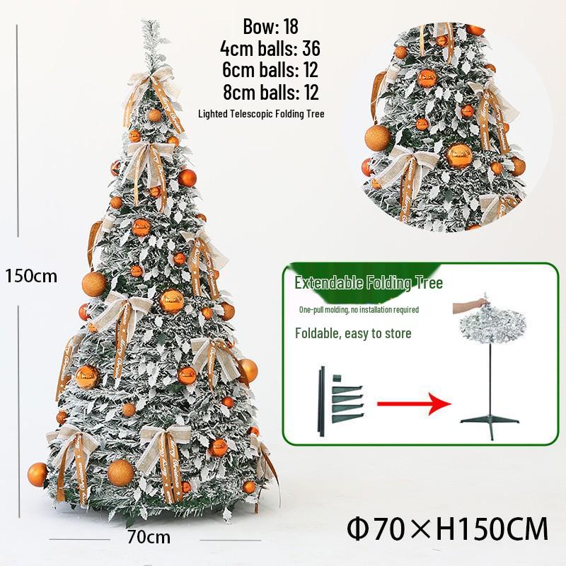Automatic Folding Telescopic Christmas Tree with Lights for Home, Commercial, and Supermarket Decorations