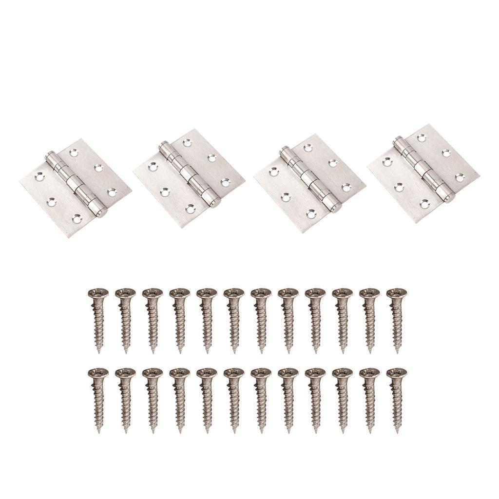4 Stück Türscharniere Edelstahl Einbohrscharnier mit dickem Lager Eckig 24 Stück Schrauben für Holztüren Hotelzimmer