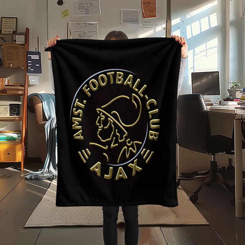 AFC Ajax Amsterdam Printed Flannel Blanket, soft throw for bedroom sofa, washable,soccer fan merchandise, great gift.