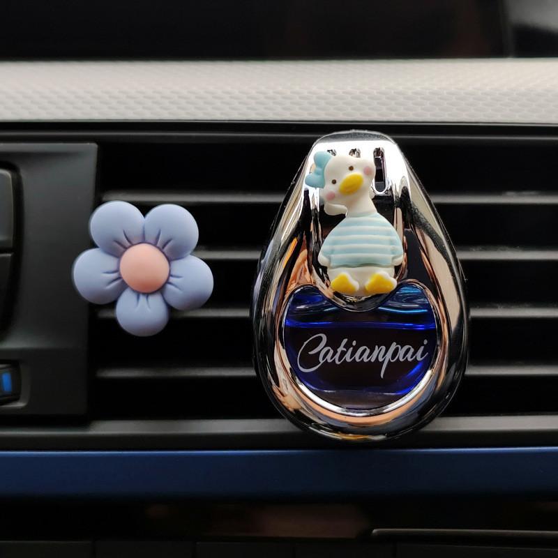 Glass Cartoon Girl Car Air Freshener Perfume Bottle Decorative Ornament Blue Dress Ocean Scent 2 Pack