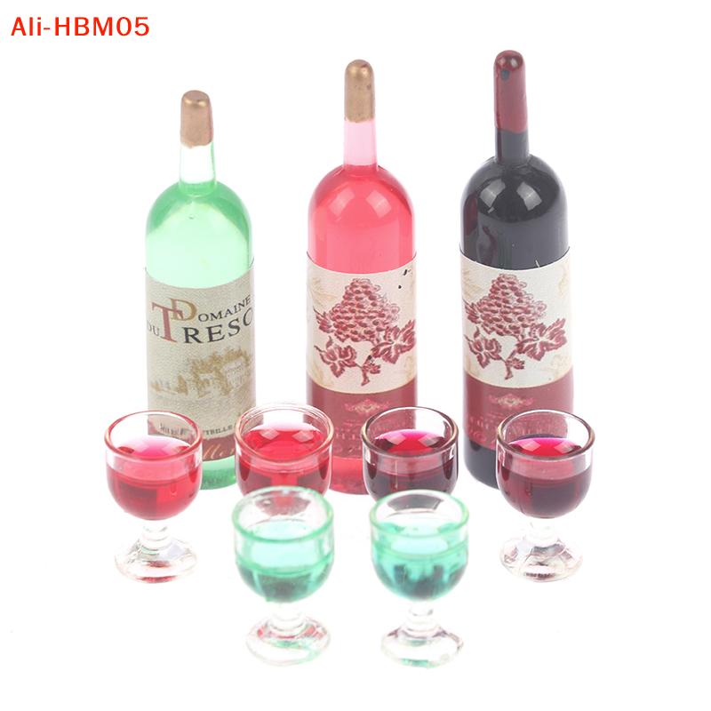 (Hb05)3Pcs/Set 1/12 Dollhouse Miniature Simulation Wine Bottle Wine Glass Model Toys