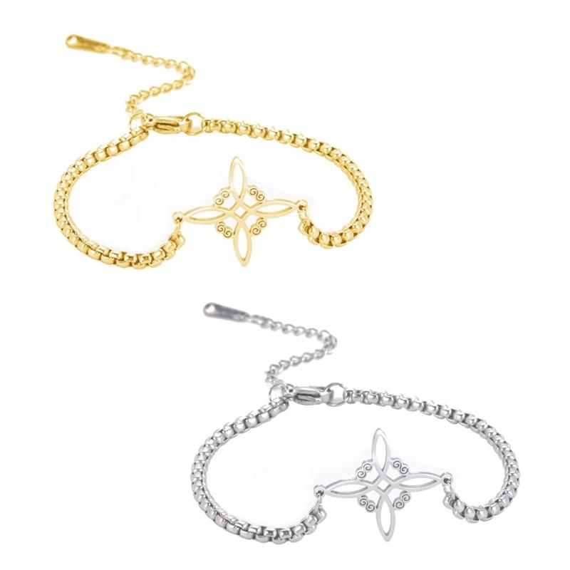 Witches Knot Bracelet For Women Stainless Steel Material Knot Wiccan Symbol Bracelet Adjustable Bracelet Jewelry Gifts