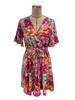 2025 Summer Floral Print Cross-Neck Tie-Waist Dress for Women