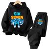 Six Seven Print 3-12Y Kids Hoodies Sets Italian Brainrot BrainRot Tracksuit Children's 67 Korean Sweatshirt Girls Boys Clothes