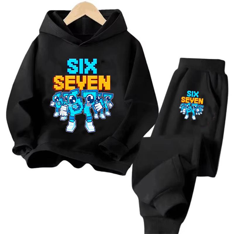 Six Seven Print 3-12Y Kids Hoodies Sets Italian Brainrot BrainRot Tracksuit Children's 67 Korean Sweatshirt Girls Boys Clothes