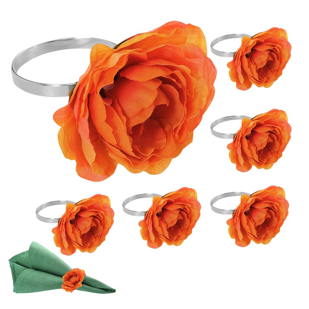 Napkin Holders For Cloth Napkins Alloy Artificial Flower Napkin Rings 6pcs Gold Plated Decorative Serviette Buckles Adornment