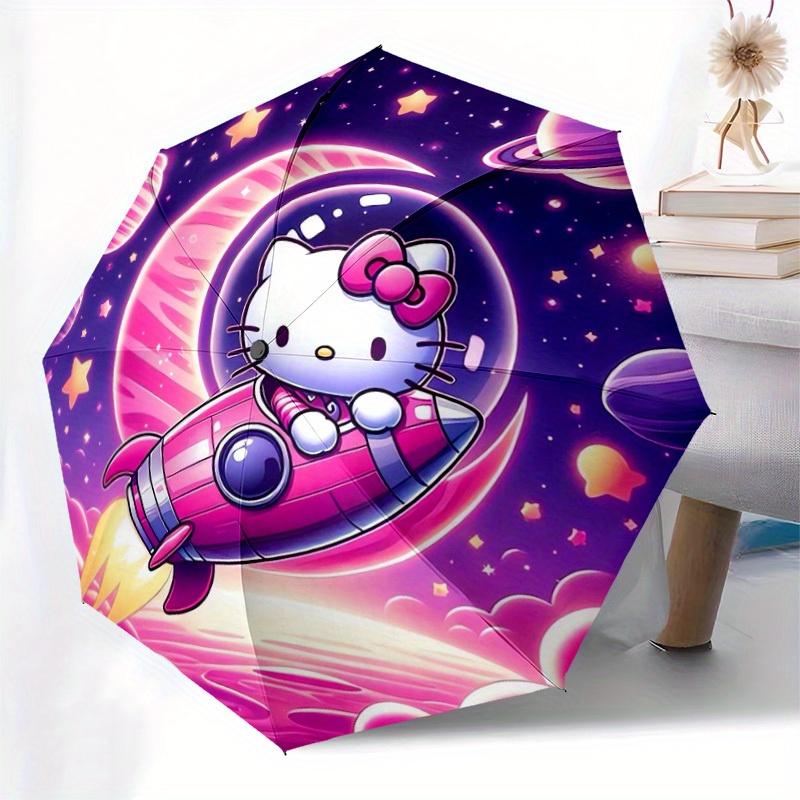 1pc Hello Kitty Space Adventure Umbrella with Plastic Handle,Suitable for All Seasons Home Travel Outdoor UmbrellaSanlio602