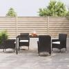 Vidaxl 5-Cz. Garden Furniture Set With Cushions, Black, Poly Rattan