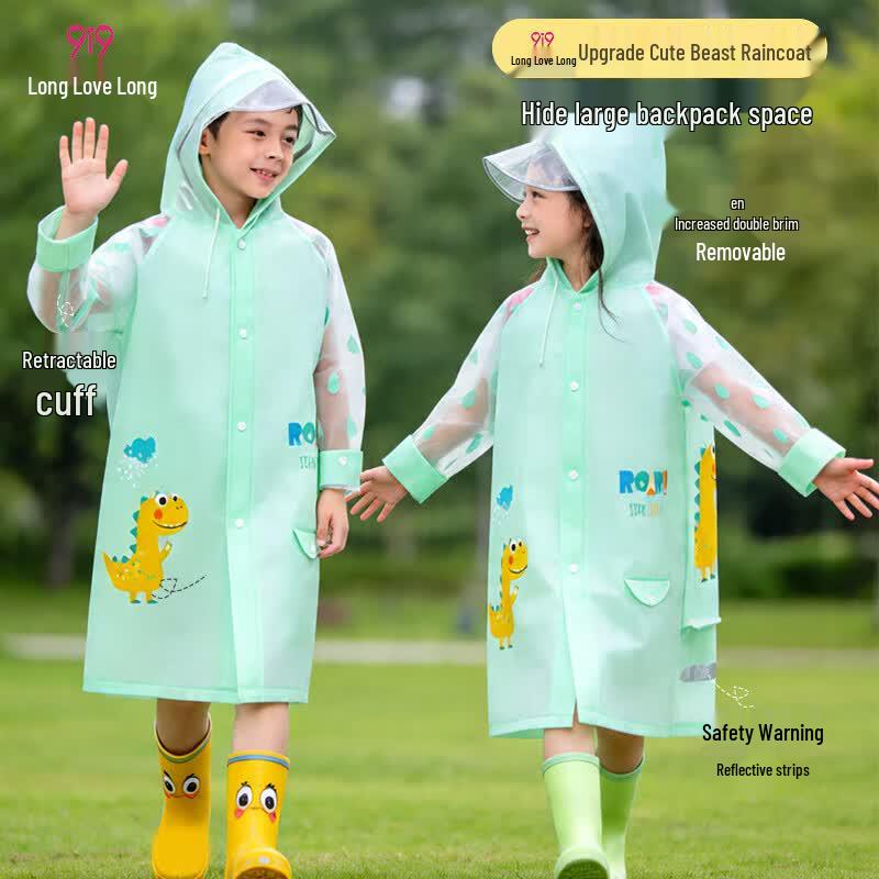 

9i9 Kids Cartoon Animal Waterproof Rain Poncho L