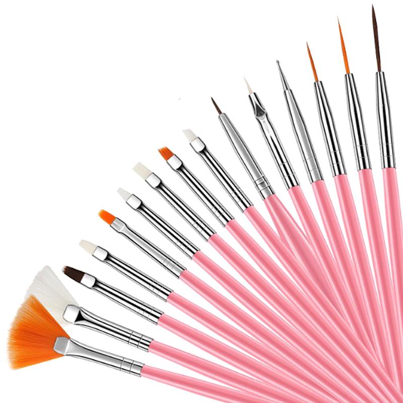 15Pcs Dotting Pen  Handle Nail Diy Art Uv Gel Nail Brush Acrylic Brushes