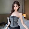 With Chest Pads, Retro Striped Lace-up Tube Top, Women's Summer Sexy Strapless One-word Neck Vest