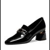 Square Heel Metal Chain Pumps Loafer Women Shoes Fashion Slip On Slipper Luxury Design Casual Mary Janes Shoes Spring Summer