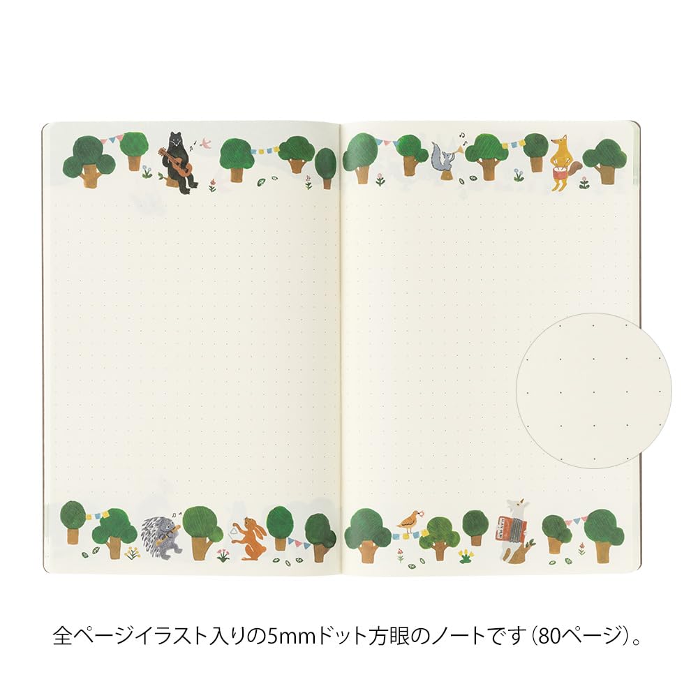 Midori Yurulog Waldtier 15352006 Notizbuch, Muster, B6,
