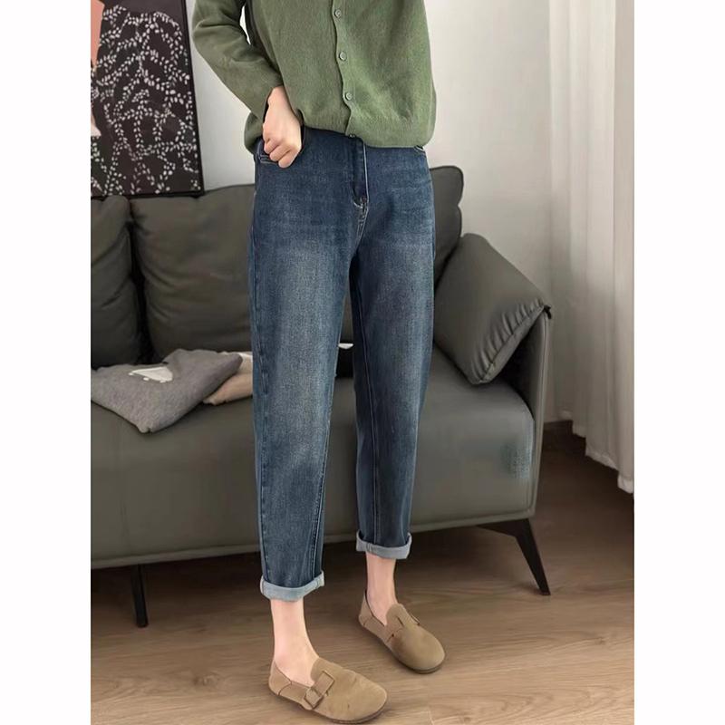 Stretch Harlan Jeans Women's Spring Autumn High Waist Nine Point Straight Pants