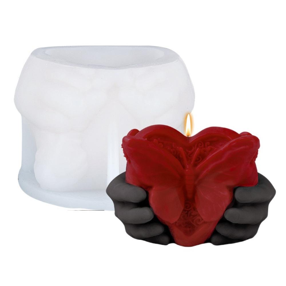 Reusable Hand Holding Heart Mold Silicone DIY Soap Mold Handmade Love Candle Mold  DIY Craft