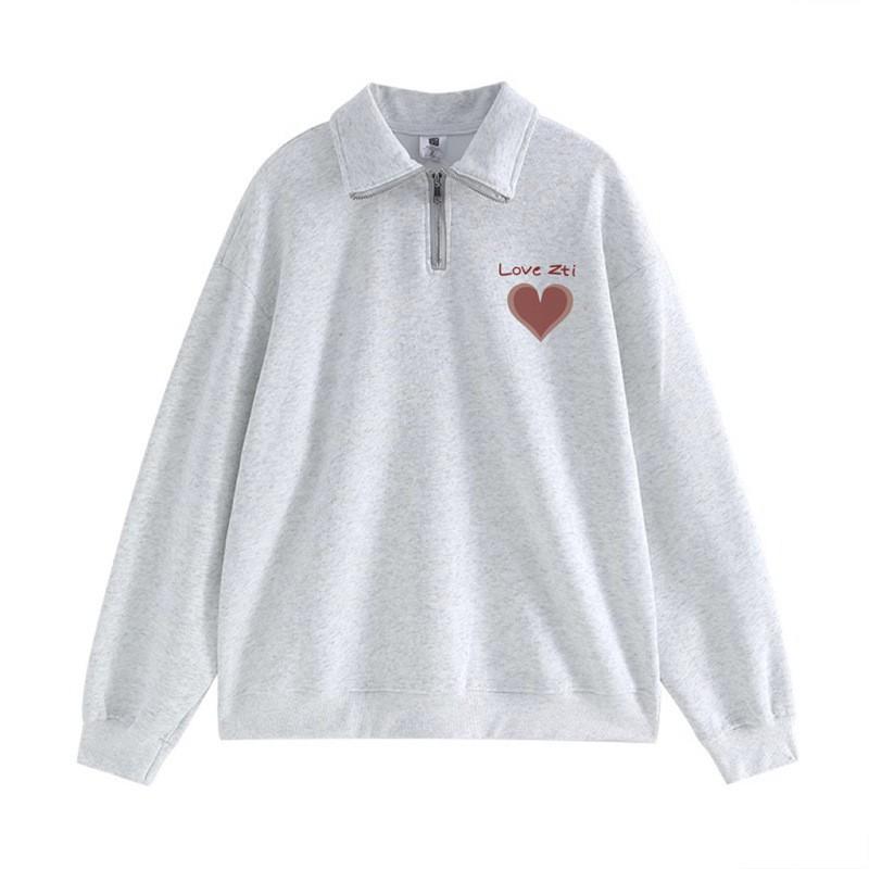Womens Loose Fit Cotton Blend Half-Zip Hoodie Pullover Long Sleeve Top Winter Casual Wear
