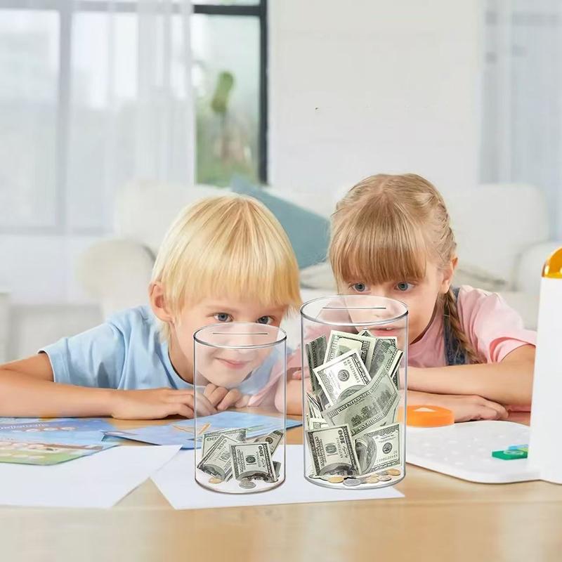 Transparent Acrylic Circular piggy bank Thickened material high-capacity Paper currency hardness storage box Children's Gift