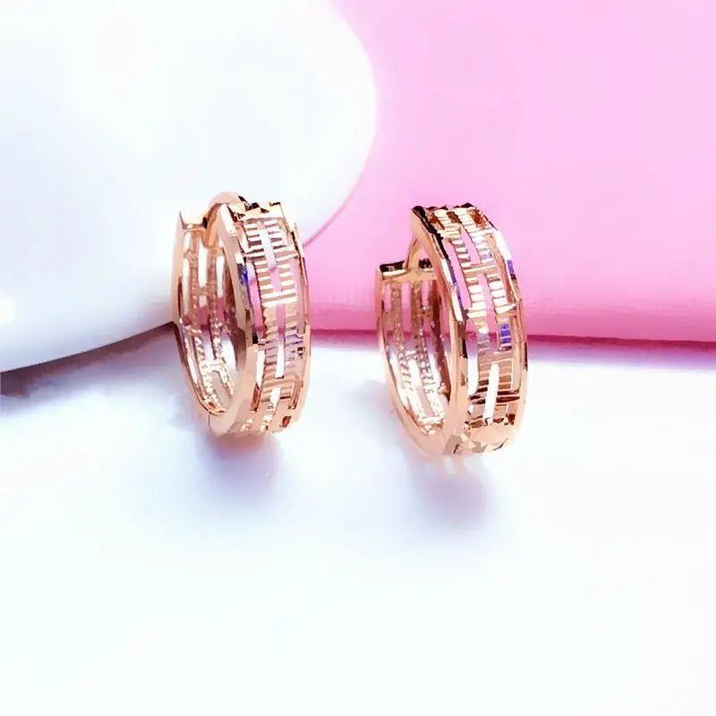 Фиолетовые Золотые Круглые Полые Серьги Женские Простые Элегантные Персонализированный Дизайн Позолоченные Розовым Золотом Серьги