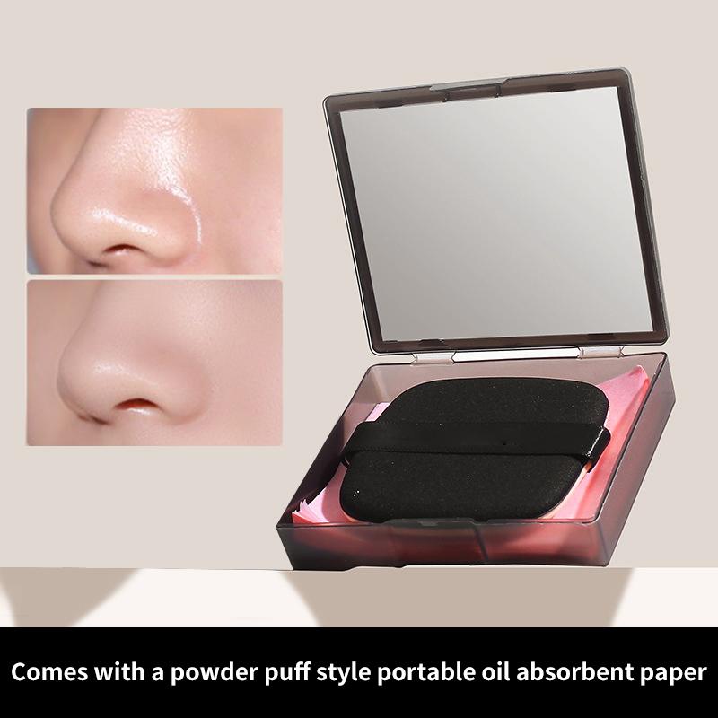 100Pc Bamboo Blotting Papers With Mirror Sweat Absorption Makeup Puff Refreshing Portables Oil Control Tool Kits Facial Oil