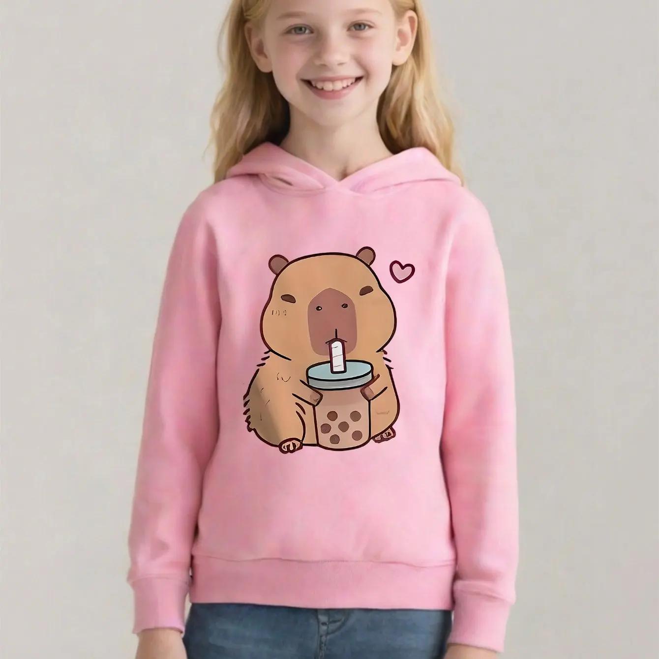 Кавайная толстовка с животными Детская одежда Одежда для девочек Модная одежда для мальчиков Осенняя толстовка Детские топы 100