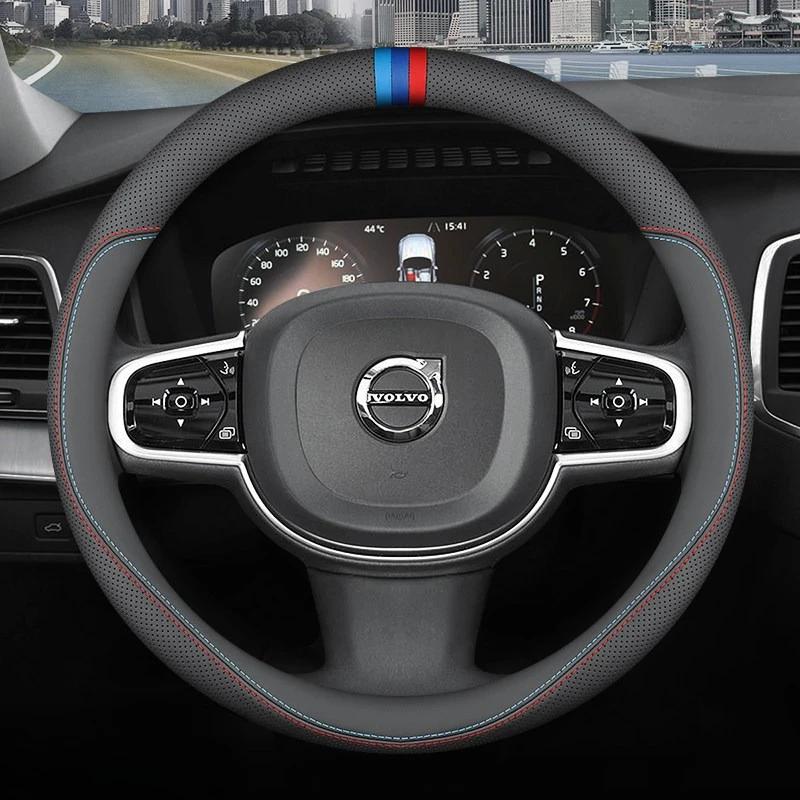 For Volvo XC60 XC40 XC90 S60 S90 V60 V90 EX30 EX90 EC40 Breathable Leather Steering Wheel Cover Ultra-thin Anti-slip Accessories