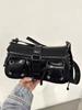 Black Underarm Bag Baguette 2025 New Niche Design Motorcycle Bags Versatile Single Shoulder Crossbody Bags Bolsos De Mujer
