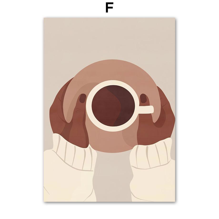 Módní dívka Kniha Kávový šálek Život Nástěnné umění Plátno Malba Abstraktní plakáty a tisky Hotel Kavárna Nástěnný obraz Vnitřní dekorace pokoje