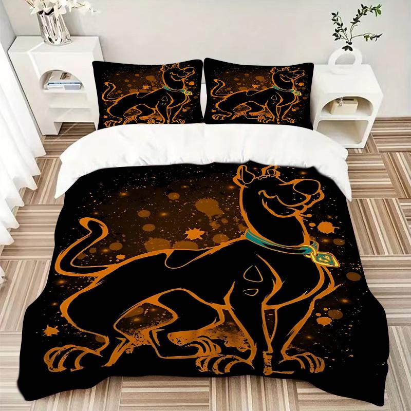 3pcs The Mystery Begins Scooby Doo Bedding Set Includes Quilt Cover and Pillowcases, Suitable for All Seasons H094