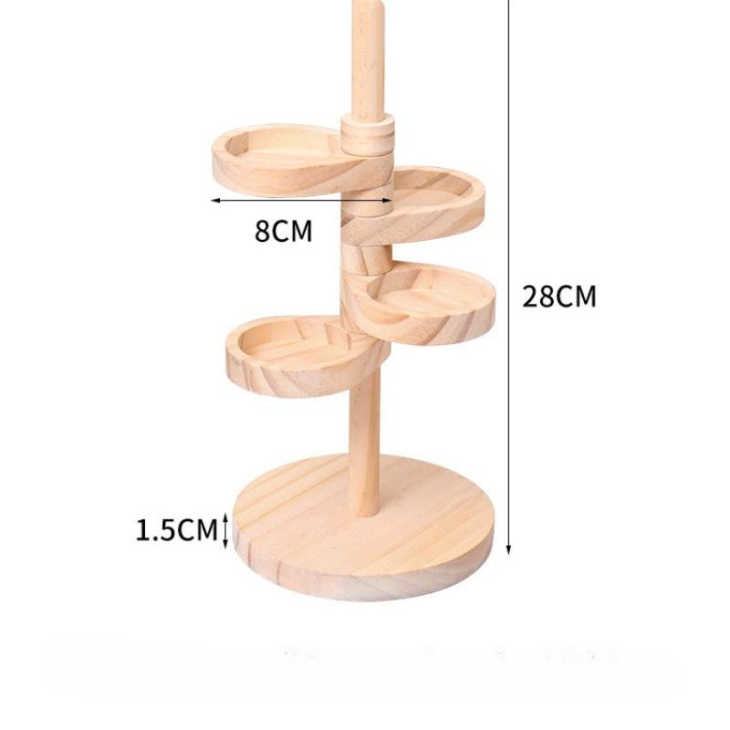 

4-Tier Rotating Wooden Jewelry Organizer - Entryway Key Storage Rack & Perfume Jewelry Display Stand