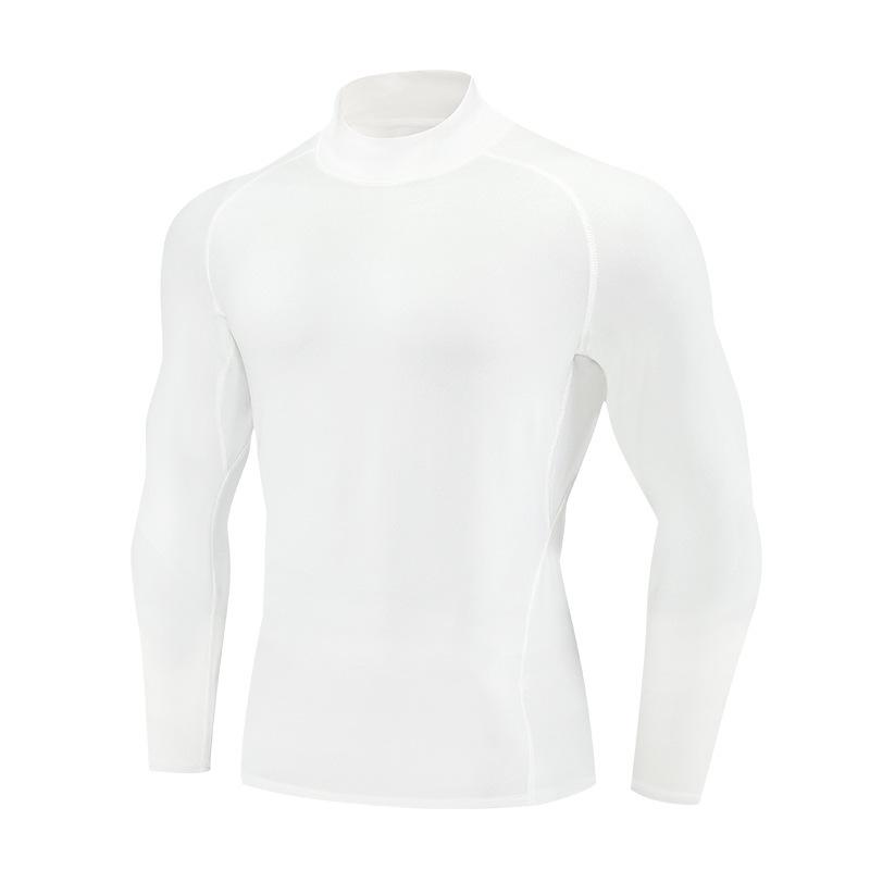 

European Size High Neck Quick-Dry Fit Long Sleeve Warm Base Layer Top 2XL белый