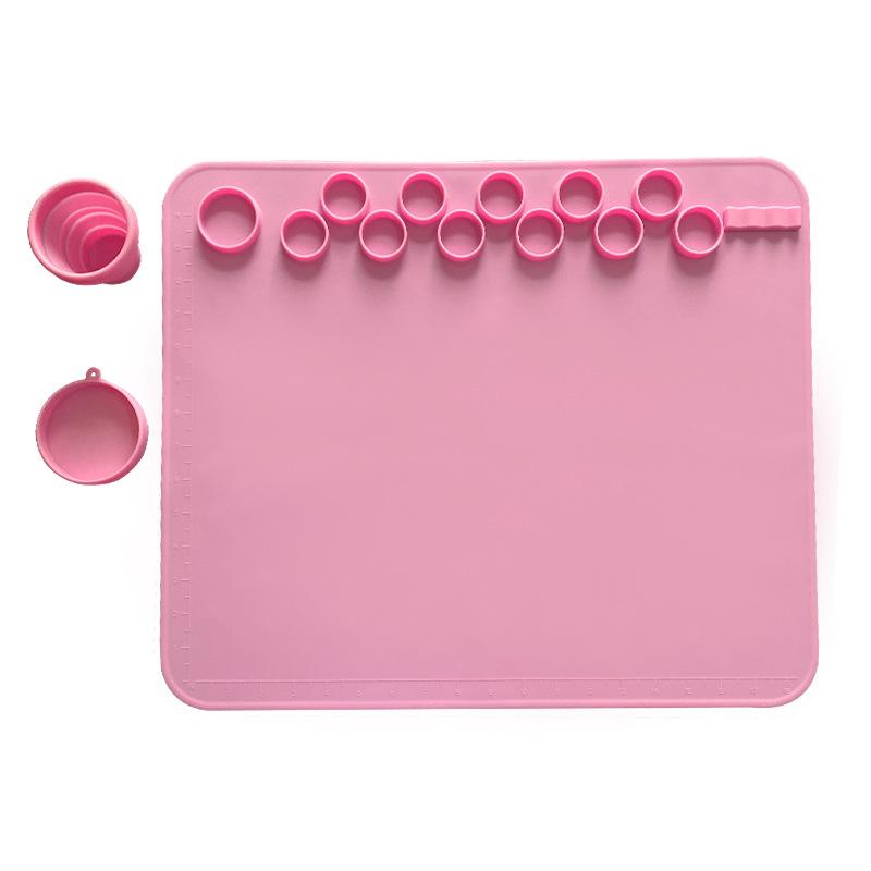 Kid Color Craft Educational Silicone Drawing Mat Washable Easy Clean Non-sticky Graffiti Reuse Pad Non Slip Painting Palette Cup