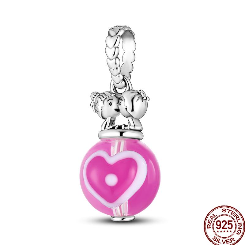 Copper Pink Puppy Flower Bird Pink Charm Beads Suitable For 3Mm Original Bracelet Diy Jewelry Gift
