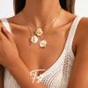 Starfish & Seahorse Stainless Steel Necklace with White Shell