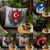 Turkse Wolf Kalkoen Vlag Kussenhoes Voor Bank Decoratie Auto Kantoor Kamer Bedrukking Kussenhoes Decoraties en Beschermer