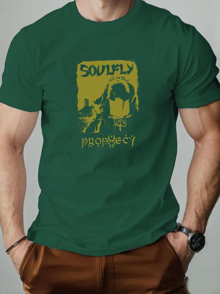 Mens Cotton Tshirt SOULFLY Summer Round Neck Shortsleeved Graphic Breathable Fashion Casual Tshirt