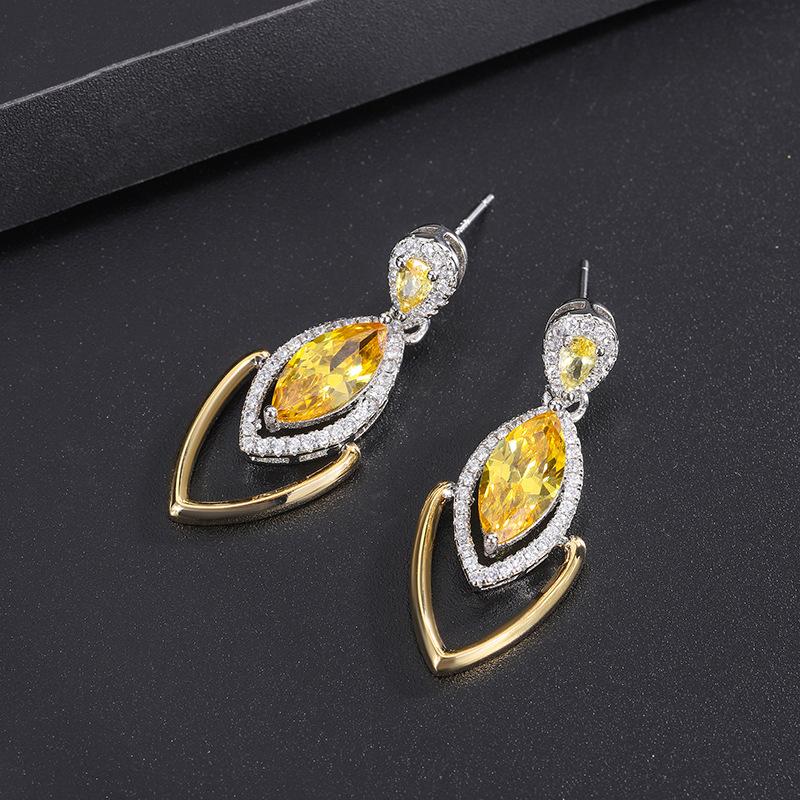 Jewelry Emerald Horse Eye Retro Water Drop Zircon Colored Treasure Diamond-Encrusted