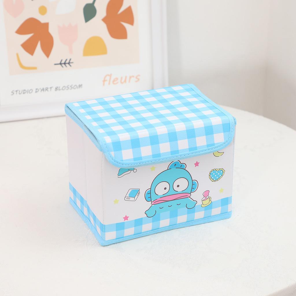 Hello Kitty Kuromi Cinnamoroll Melody Grid Pattern Foldable Flip Storage Box For Office And Bedroom Storage