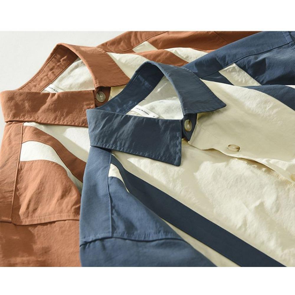 Summer New Spliced Short-sleeved Shirt for Men Fashion Casual and Versatile Literary Loose Thin Men's Cardigan