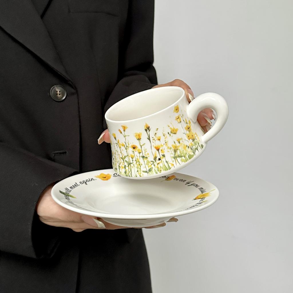 Ins Simple Small Fresh Coffee Cup Butterfly Suit High End Sense Home Afternoon Tea Latte Cup for Girls Souvenirs