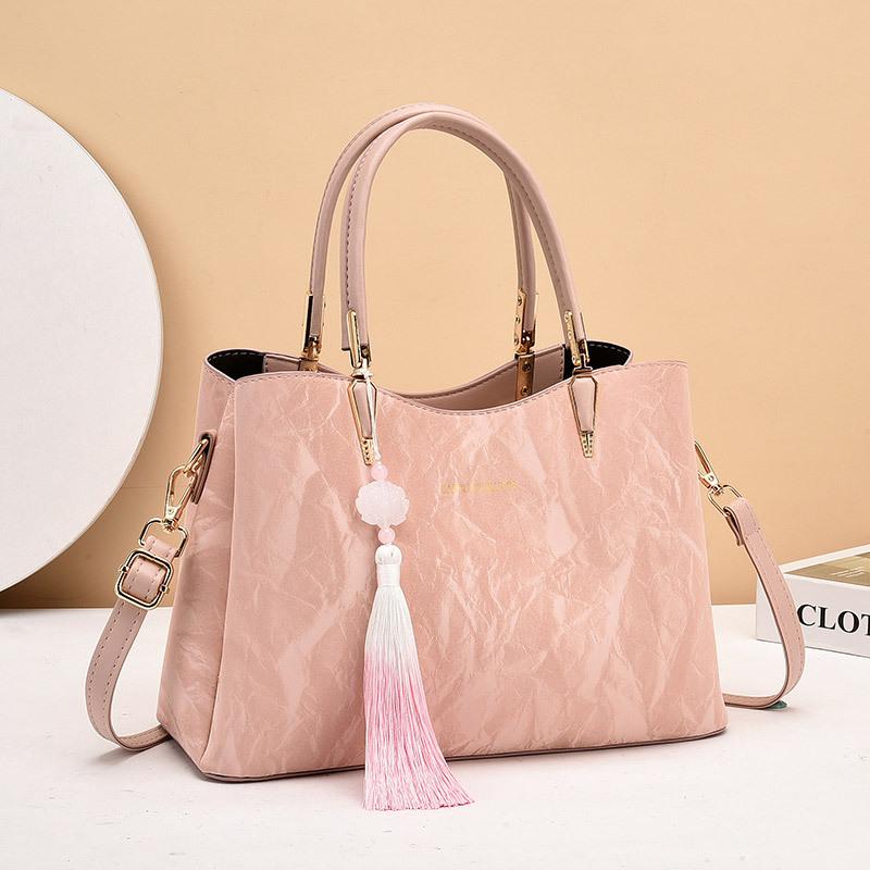 

New Women Fashion Bucket Bag,Large Capacity Handbag Shoulder Crossbody Bag For Middle Age Ladies розовый