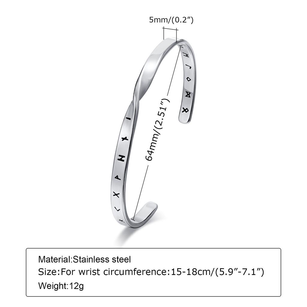 Men's Stainless Steel Solid Metal Mobius Viking Twisted Bracelets,Minimalist Open Cuff Bangles Gifts for Male Boys Jewelry