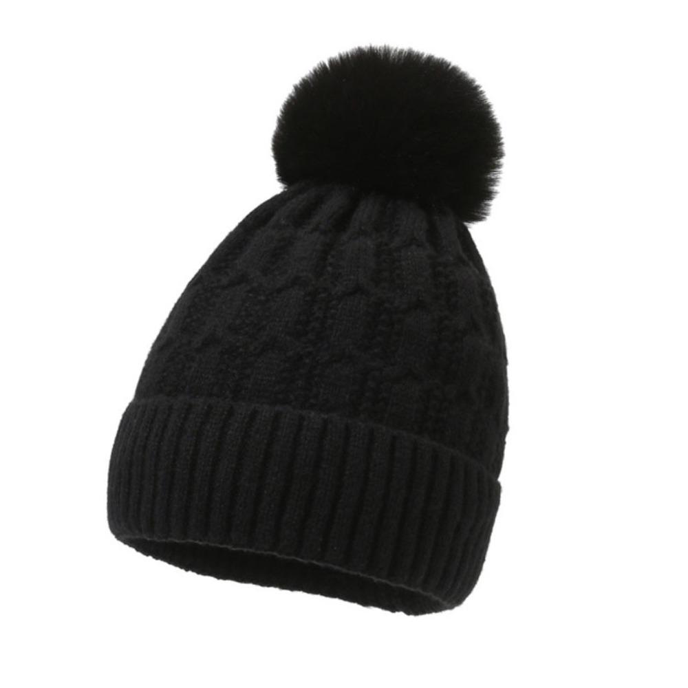 Thicken Winter Beanie Hat With Fur Pom Pom Winter Caps Fashionable Fleece Beanies Outdoor Wear