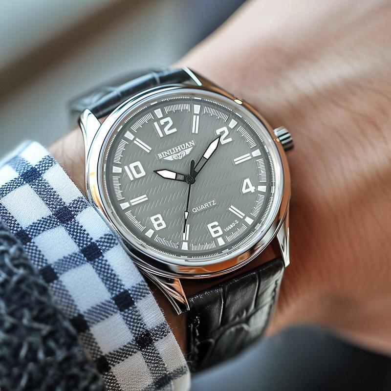 Men Wristwatch Business Watch Quartz Clock Leather Watches