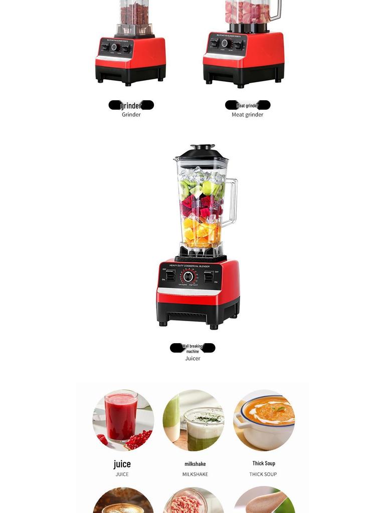 Frullatore Multifunzione 8-in-1: Miscelatore Commerciale in Acciaio Inossidabile ad Alta Potenza, Tritacarne, Frantumatore di Ghiaccio e Spremiagrumi (Capacità 4L)