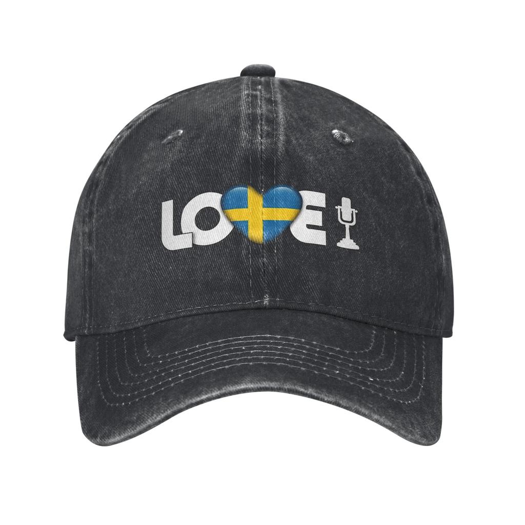 Love Sweden Eurovision Song Contest Men Women Baseball Caps  Distressed Washed Caps Hat Vintage Outdoor Summer Gift Headwear