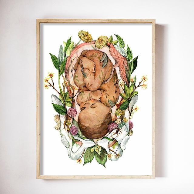 Bebek Posterleri Anatomi ve Bitki Boyama Vajinal Vulva Çiçekleri Bitki Kanvas Tablo Baskılı Resimler
