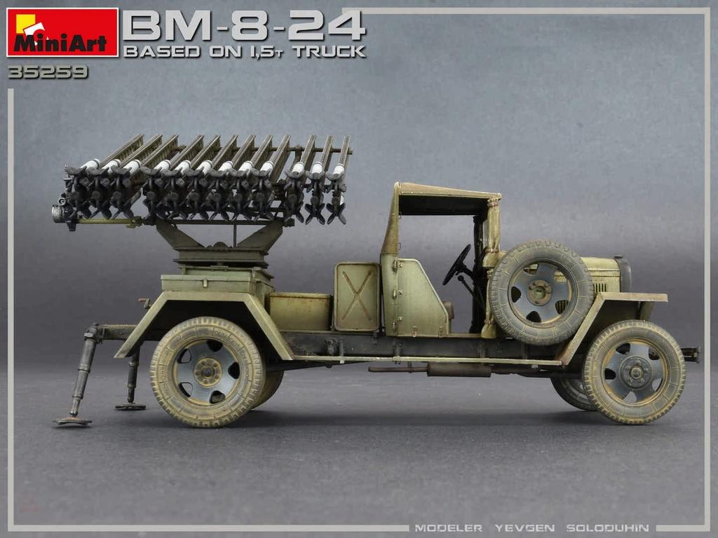 Miniart scale Soviet Katyusha gun mounted on a plastic model kit MA35259 1/35 BM-8-24 1.5-ton truck,