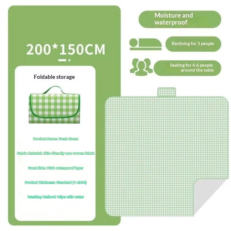 Plaid Picnic Blanket Foldable Double Sided Waterproof Stain Resistant Mat for Camping Beach Park Hiking Trips