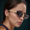 Rimless Rhinestones Punk Sunglasses Women  Luxury Brand Design Vintage Metal Small Frame Sun Glasses For Ladies Eyewear